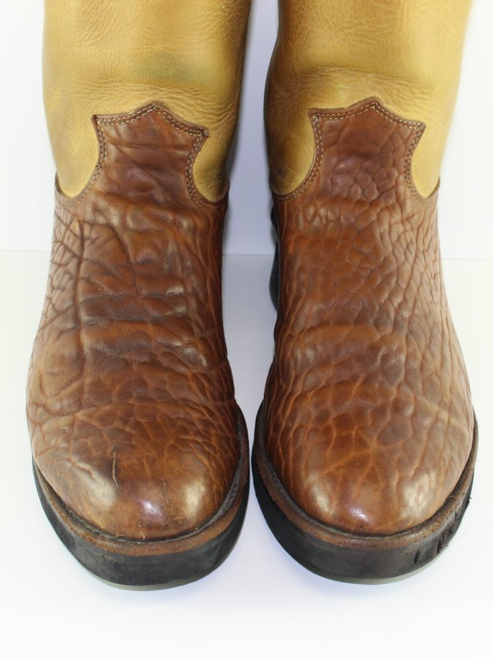 Justin Boots Brown Tan Leather Cowboy Western Boots (Men 13 US) - Picture 7 of 12